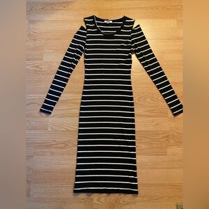 LNA cold should stripe midi dress size small